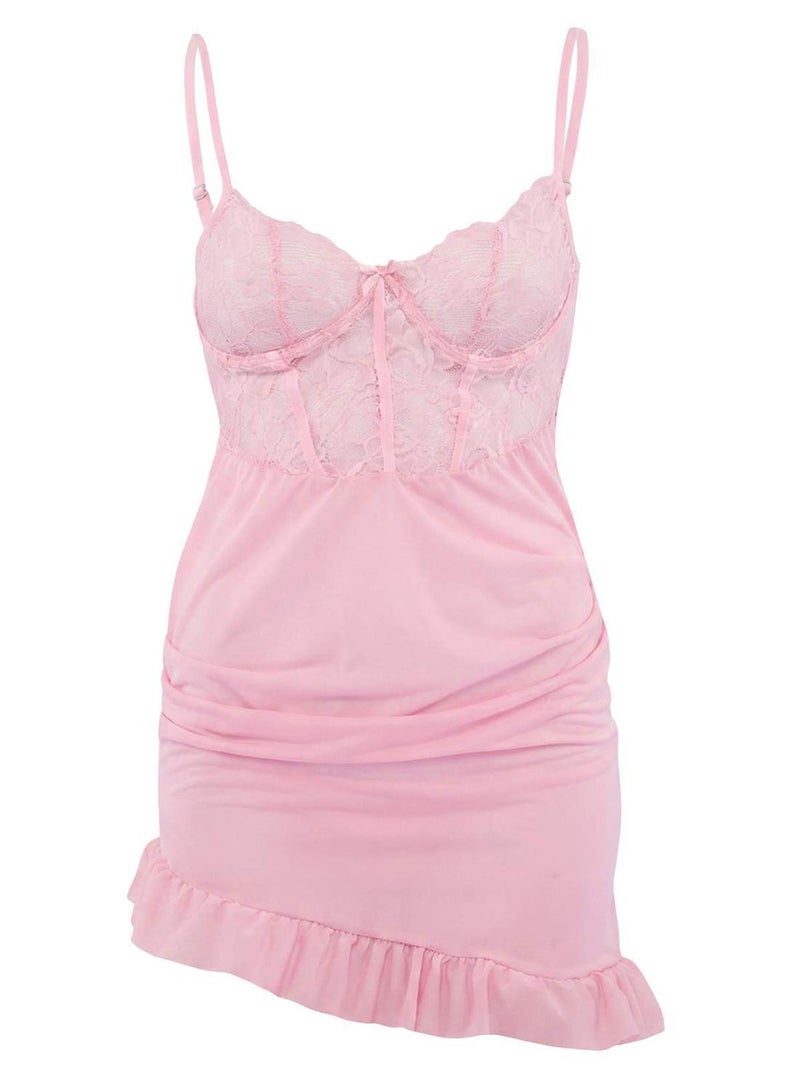 trendyol Pink Drawstring Strap Panty Babydoll/Fantasy Nightgown - Image 3