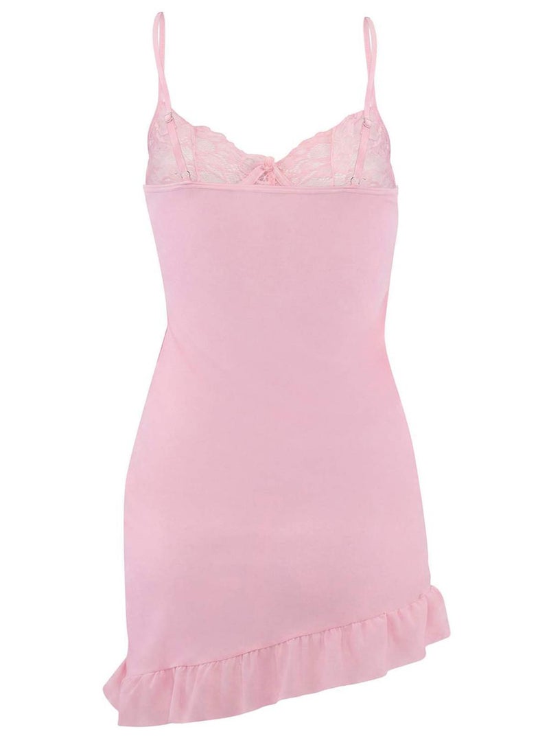 trendyol Pink Drawstring Strap Panty Babydoll/Fantasy Nightgown - Image 4