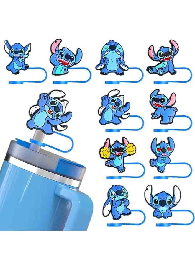 10Pcs Straw Cover Cap for Stanley Cup, Stitch Silicone Straw Topper Compatible with Stanley 30&40 Oz Tumbler with Handle,0.4in/10mm Straw Tip Covers for Stanley Cups Accessories  - Image 1