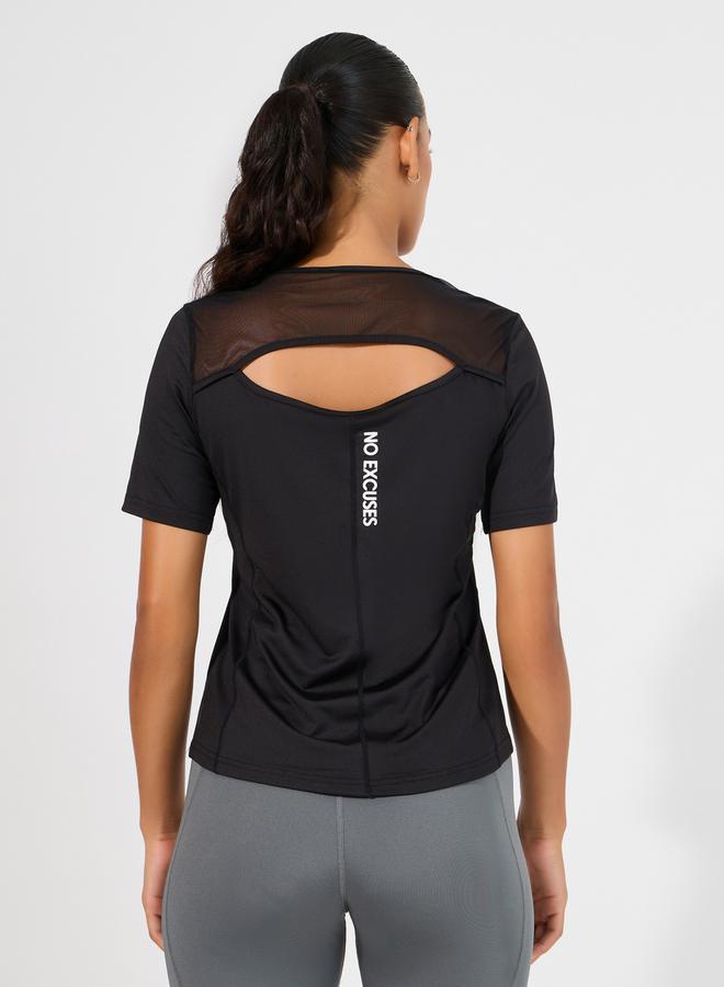 ستايلي اكتيف بلوزة بتفاصيل شبكية وأكمام قصيرة - Image 5