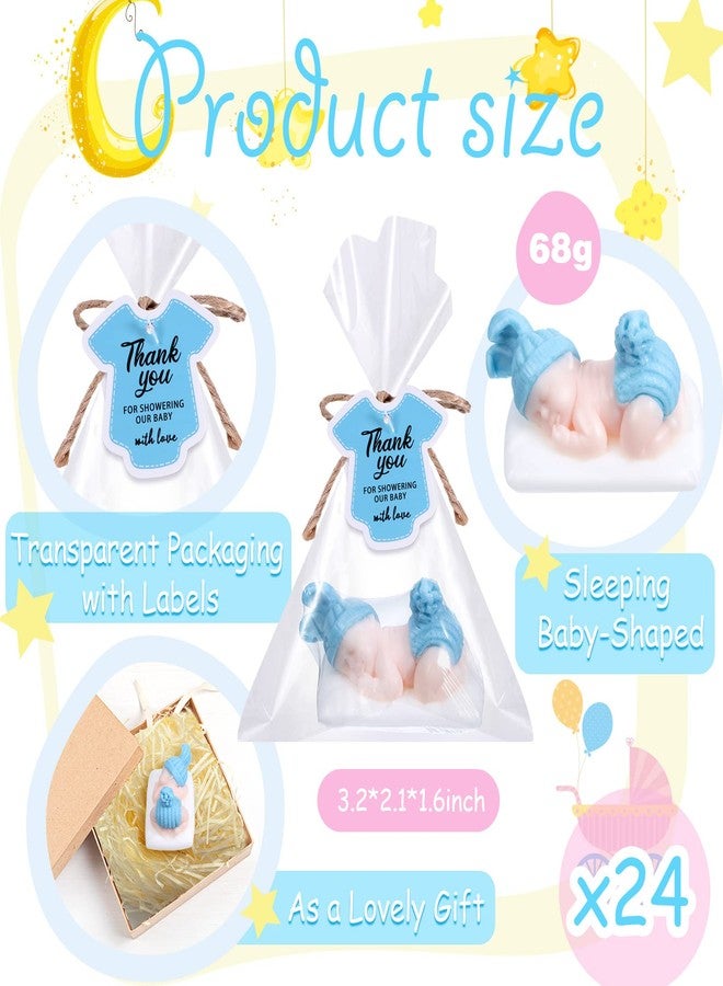 Otuuz 24 Packs Baby Shower Soap Favors Handmade Sleeping Baby Shower Scented Soap with Gift Tags for Guests Girl Boy Favors Decor (Classic Blue) - Image 2