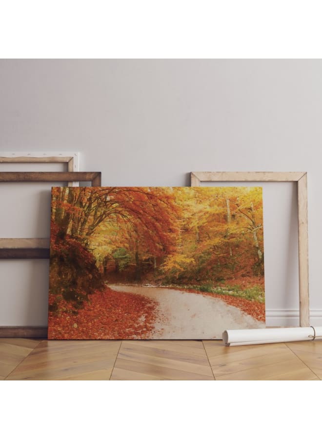 Home Gallery Road In Autumn Forest Canvas Wall Art 120x80 - Image 1