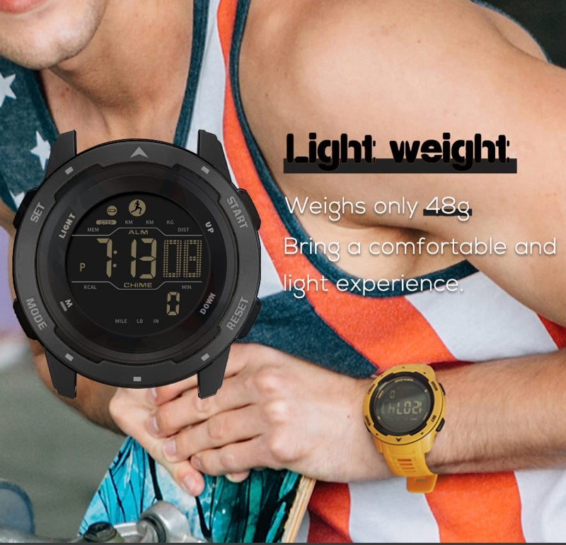 findtime Men's Digital Watch Waterproof Pedometer Watches Sport Watch Step Counter Calorie Military Watch with Stopwatch Alarm LED Backlight Countdown - Image 2