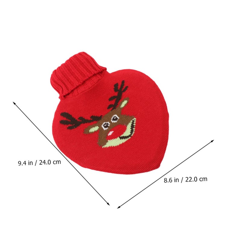 Knitted Heart Shaped Hot Water Bottle with Cover for Women Winter Warmth Relief Gift - Image 5