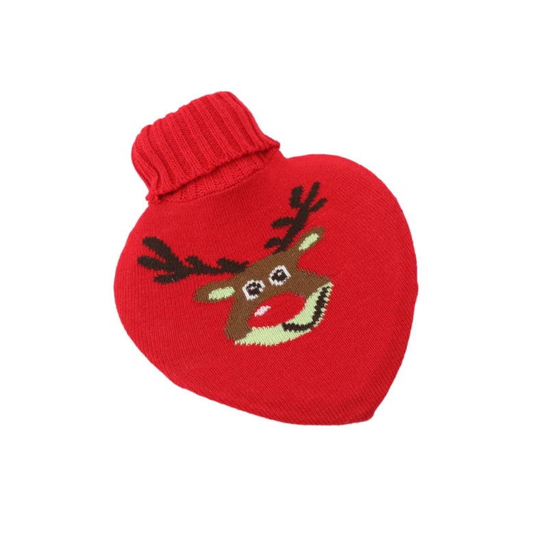 Knitted Heart Shaped Hot Water Bottle with Cover for Women Winter Warmth Relief Gift - Image 2