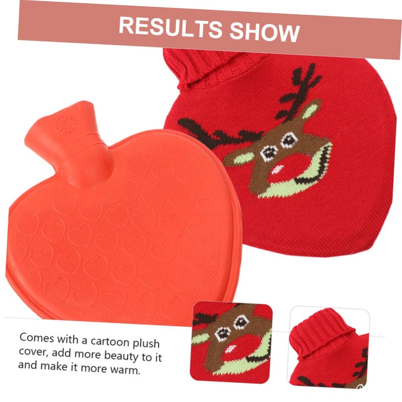 Knitted Heart Shaped Hot Water Bottle with Cover for Women Winter Warmth Relief Gift - Image 3