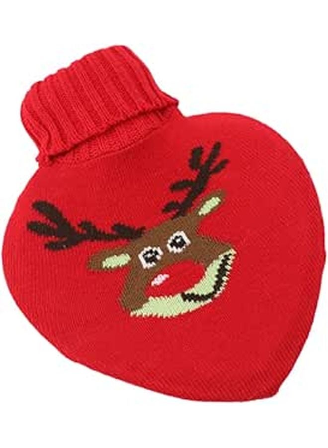 Knitted Heart Shaped Hot Water Bottle with Cover for Women Winter Warmth Relief Gift - Image 1