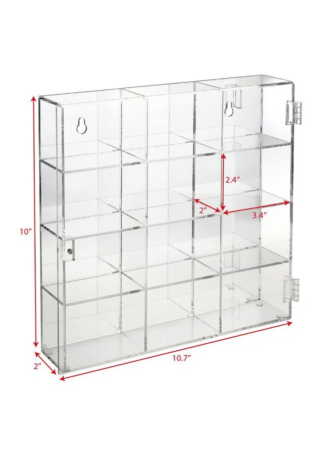 Ikee Design Acrylic Display Case with Mirrored Back, Clear Wall Mounted or Desktop 12 Compartments Display Cabinet Shelves Stand for Collectibles, Small Pop Figures,or Jewelry, 10.7 W x 2 D x 10 H in - Image 2