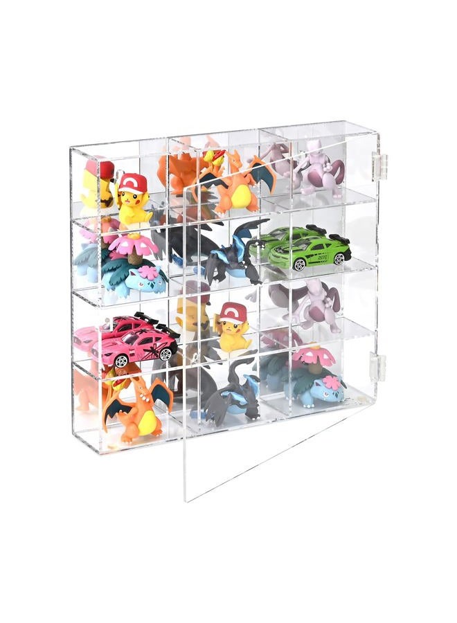 Ikee Design Acrylic Display Case with Mirrored Back, Clear Wall Mounted or Desktop 12 Compartments Display Cabinet Shelves Stand for Collectibles, Small Pop Figures,or Jewelry, 10.7 W x 2 D x 10 H in - Image 1