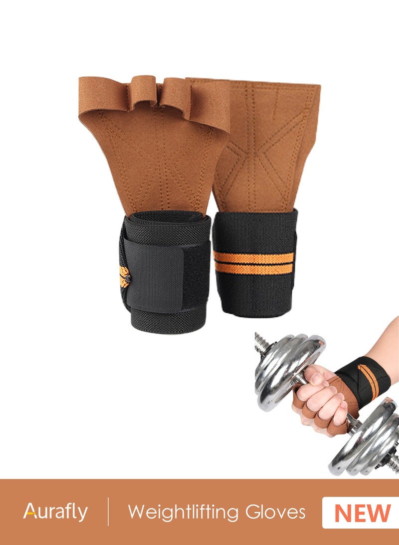 أورافلي قفازات رفع الأثقال للياقة البدنية، قفازات لياقة بدنية نصف أصابع للرجال والنساء مع دعم للمعصم، قفازات رفع أثقال قابلة للتعديل ومضادة للانزلاق ومضادة للتكلس، مناسبة لرفع الأثقال والتدريب على الآلات في صالة الألعاب الرياضية. - Image 1