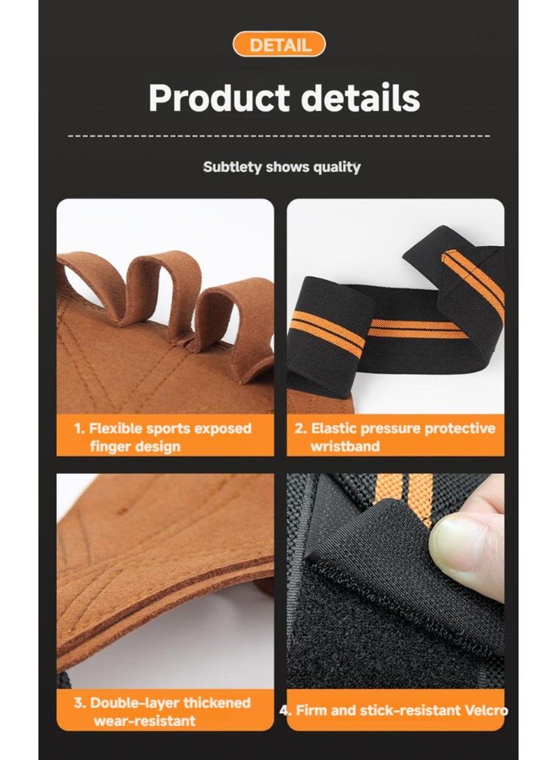 أورافلي قفازات رفع الأثقال للياقة البدنية، قفازات لياقة بدنية نصف أصابع للرجال والنساء مع دعم للمعصم، قفازات رفع أثقال قابلة للتعديل ومضادة للانزلاق ومضادة للتكلس، مناسبة لرفع الأثقال والتدريب على الآلات في صالة الألعاب الرياضية. - Image 2