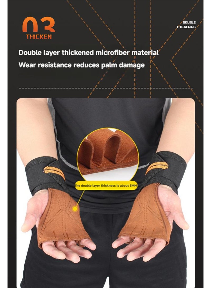 أورافلي قفازات رفع الأثقال للياقة البدنية، قفازات لياقة بدنية نصف أصابع للرجال والنساء مع دعم للمعصم، قفازات رفع أثقال قابلة للتعديل ومضادة للانزلاق ومضادة للتكلس، مناسبة لرفع الأثقال والتدريب على الآلات في صالة الألعاب الرياضية. - Image 4