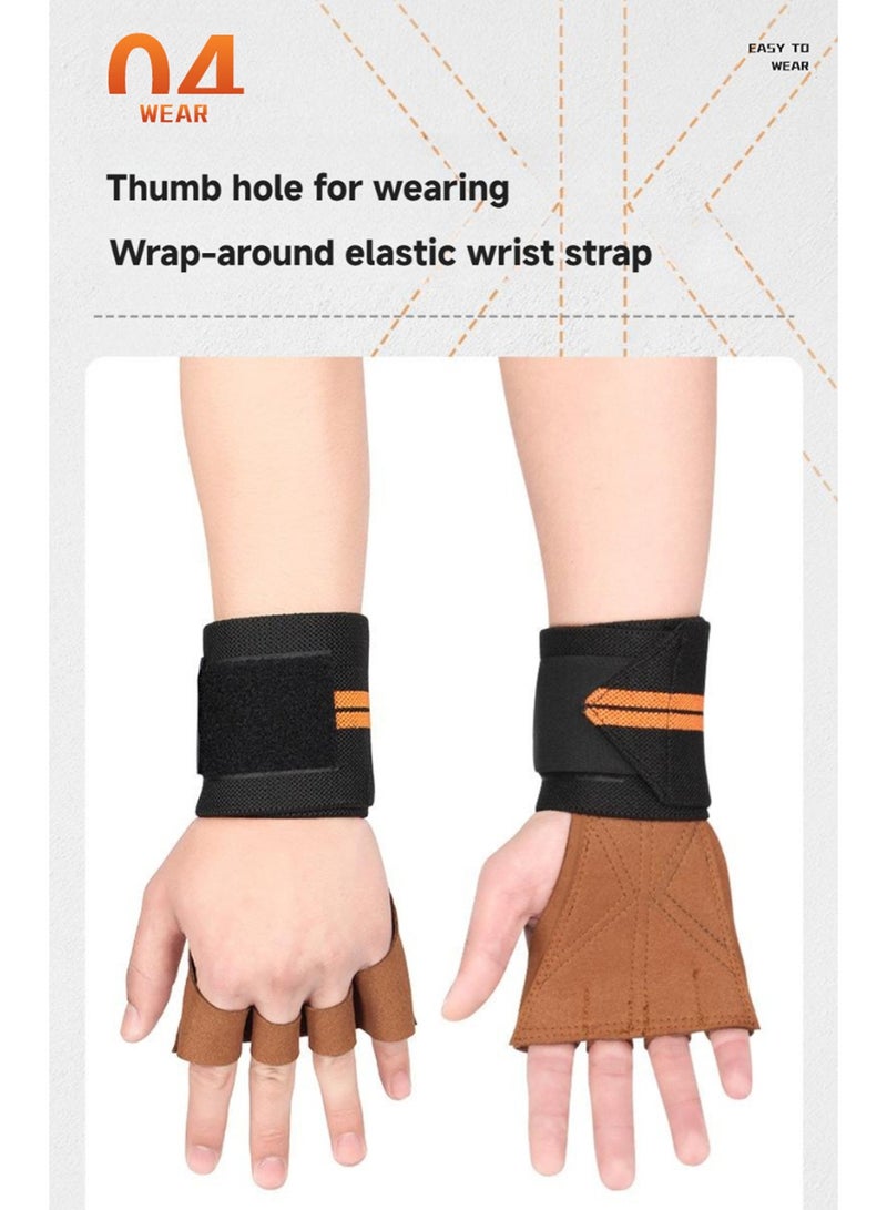 أورافلي قفازات رفع الأثقال للياقة البدنية، قفازات لياقة بدنية نصف أصابع للرجال والنساء مع دعم للمعصم، قفازات رفع أثقال قابلة للتعديل ومضادة للانزلاق ومضادة للتكلس، مناسبة لرفع الأثقال والتدريب على الآلات في صالة الألعاب الرياضية. - Image 5