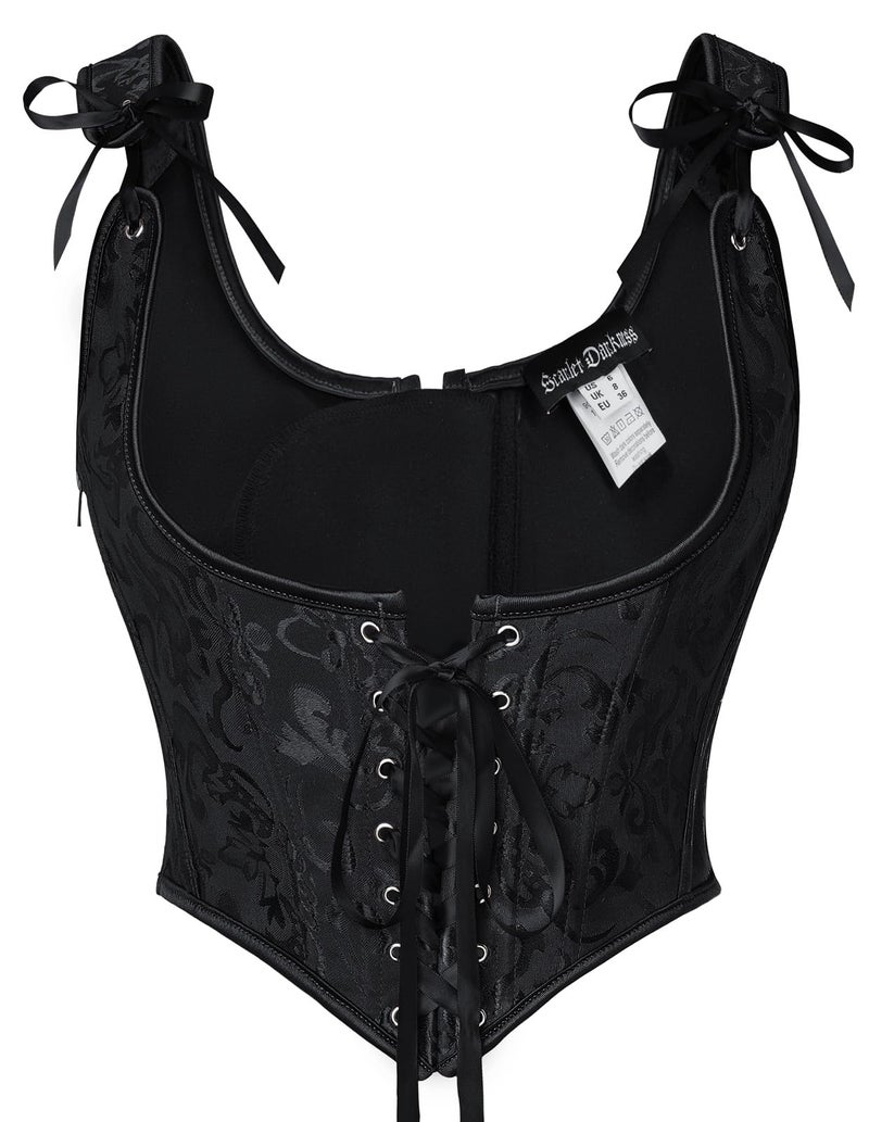 Scarlet Darkness Corset Tops for Women Vintage Jacquard Underbust Boned Bustier Bodice Black Size 18 - Image 1
