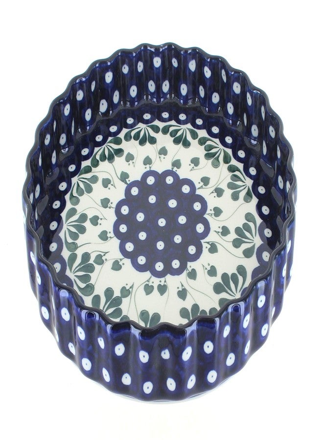 Blue Rose Pottery طبق خبز خزفي من الخزف البولندي "بلو روز" - طبق "بلو أليس" للكعك - قطر 9.5 بوصة - مناسب للفطائر والكيش والحلويات - Image 1