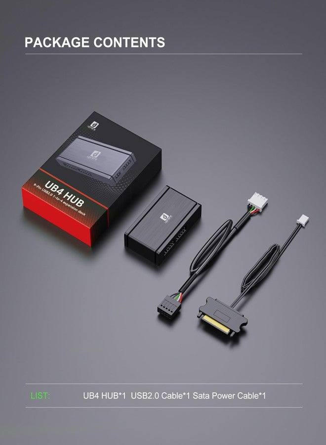 upHere USB 2.0 9PIN 1-to-4 Expander Hub, High-Speed Stable Data Transfer, SATA Power Supply, Magnetic Back Design for Easy Installation, Compatible with Desktop Computers - Image 5