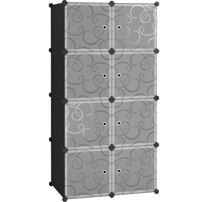 CAHOME Cube Storage Organizer with Doors 8Cube Shelves Closet Cabinet DIY Plastic Modular Bookshelf Storage Shelving Ideal for Bedroom Living Room 248 L  124 W  484 H Black UGSHS3008A