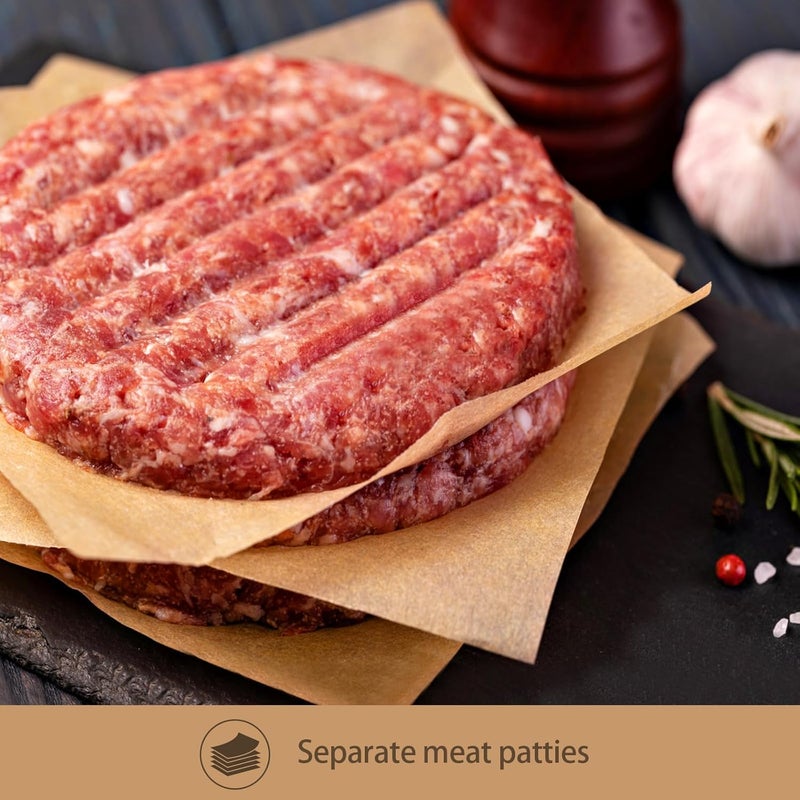 Putmhim 200Pcs 6 x 6 In Hamburger Patty Paper, Unbleached Parchment Paper Squares, Non-Stick Wax Paper Sheets for Separate Burgers, Butter, Cookies, Storing Foods, Freezing - Image 4