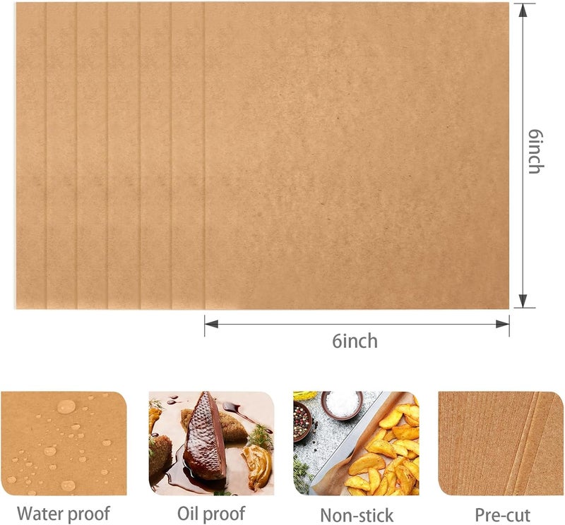 Putmhim 200Pcs 6 x 6 In Hamburger Patty Paper, Unbleached Parchment Paper Squares, Non-Stick Wax Paper Sheets for Separate Burgers, Butter, Cookies, Storing Foods, Freezing - Image 3