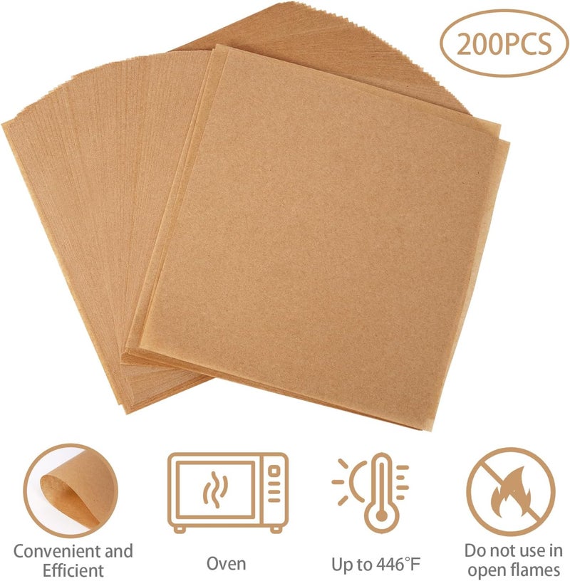 Putmhim 200Pcs 6 x 6 In Hamburger Patty Paper, Unbleached Parchment Paper Squares, Non-Stick Wax Paper Sheets for Separate Burgers, Butter, Cookies, Storing Foods, Freezing - Image 2