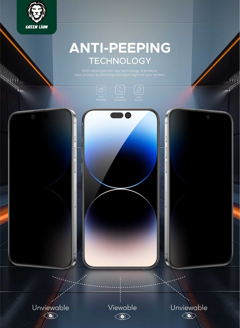 GREEN LION iPhone 15 Pro Max Screen Protector 3D PV-Pet Pro Full Curved Privacy Glass / Anti Scratch / Anti Fingerprint / Bubble Free / Grease Resistance / Crystal Clear / Highly Responsive - Black - Image 4