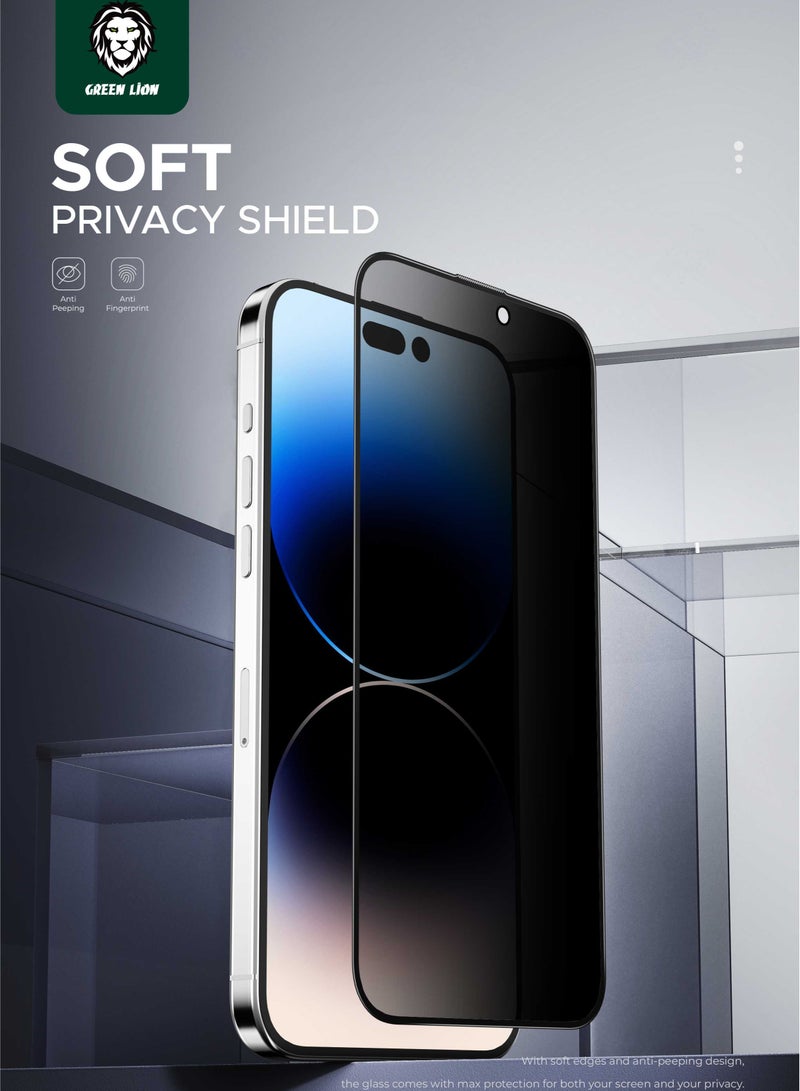 GREEN LION iPhone 15 Pro Max Screen Protector 3D PV-Pet Pro Full Curved Privacy Glass / Anti Scratch / Anti Fingerprint / Bubble Free / Grease Resistance / Crystal Clear / Highly Responsive - Black - Image 3