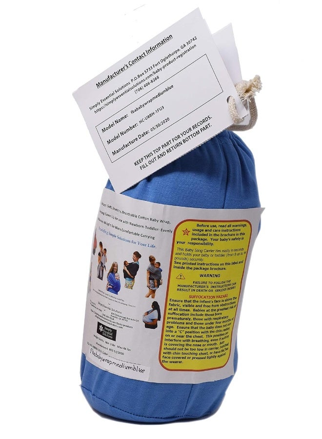Simply Essential Solutions حمالة أطفال ناعمة وقابلة للتمدد من القطن، حمالة أطفال، غطاء للرضاعة للاستخدام مع حديثي الولادة حتى toddlers: توزع الوزن بالتساوي لراحة أكبر أثناء الحمل (أزرق متوسط) - Image 3