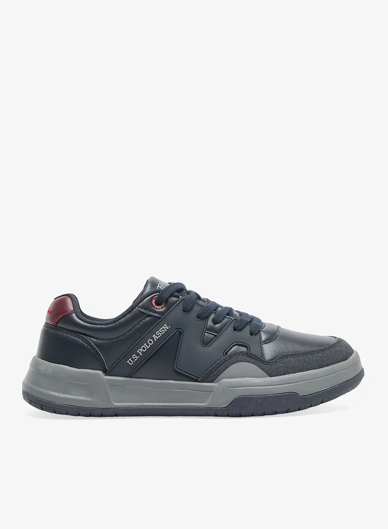Men's Navy Low-Top Sneakers - Rugged Design with Grey and Red Accents, Durable and Comfortable Casual Footwear