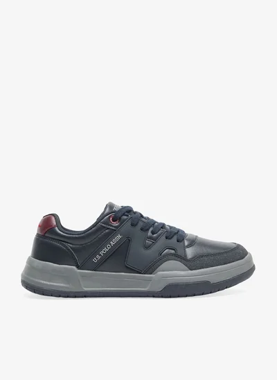 U.S. Polo Assn. Men's Navy Low-Top Sneakers - Rugged Design with Grey and Red Accents Shoes, Durable and Comfortable Casual Footwear