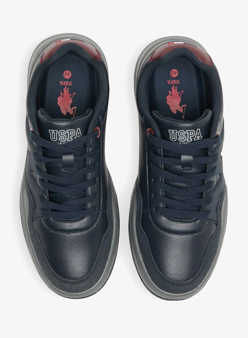 U.S. Polo Assn. Men's Navy Low-Top Sneakers - Rugged Design with Grey and Red Accents Shoes, Durable and Comfortable Casual Footwear