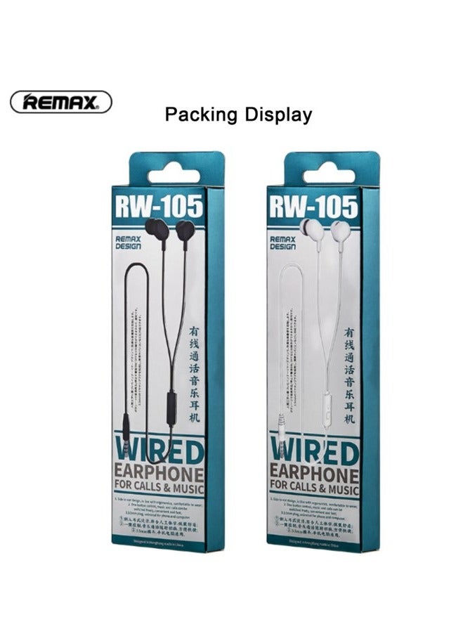 REMAX RW-105 Wired Earphone Stereo Sound Earbuds, In-Ear Headset for Phone Call Music Headphones with Microphone 3.5mm Plug, 1.2 Meters Cable, Comfortable to Wear, Compatible with Desktop Computer Phone - Image 4