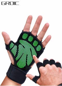 GROIC Ventilated Workout Gloves Weight Lifting Gloves, Shock Absorbing Silicone Padded Weight Lifting Gym Gloves with Elastic Wrist Wraps and Open Back for Fitness, Cycling  - Image 1