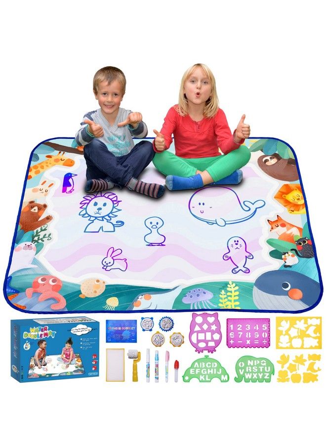 bemece Large Water Doodle Mat 40X32Aqua Painting Drawing Mat Mess Free Learning Toy Matearly Education Gifts For Kids Childrentoddlers Aged 3 4 5 6 7 Years Old - Image 1
