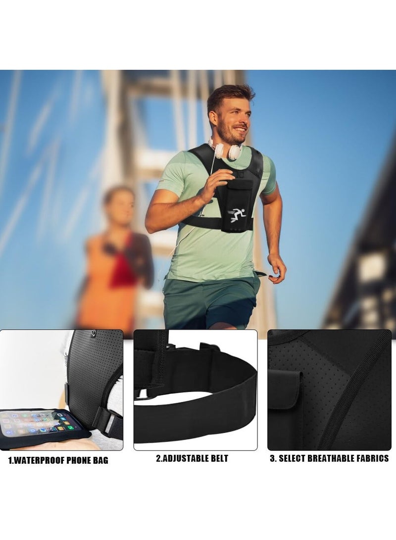 Excefore Running Vest Phone Holder, Lightweight Running Vest with Waterproof Phone Pouch, Reflective Adjustable Waistband, Ideal for Cycling and Walking  - Image 2