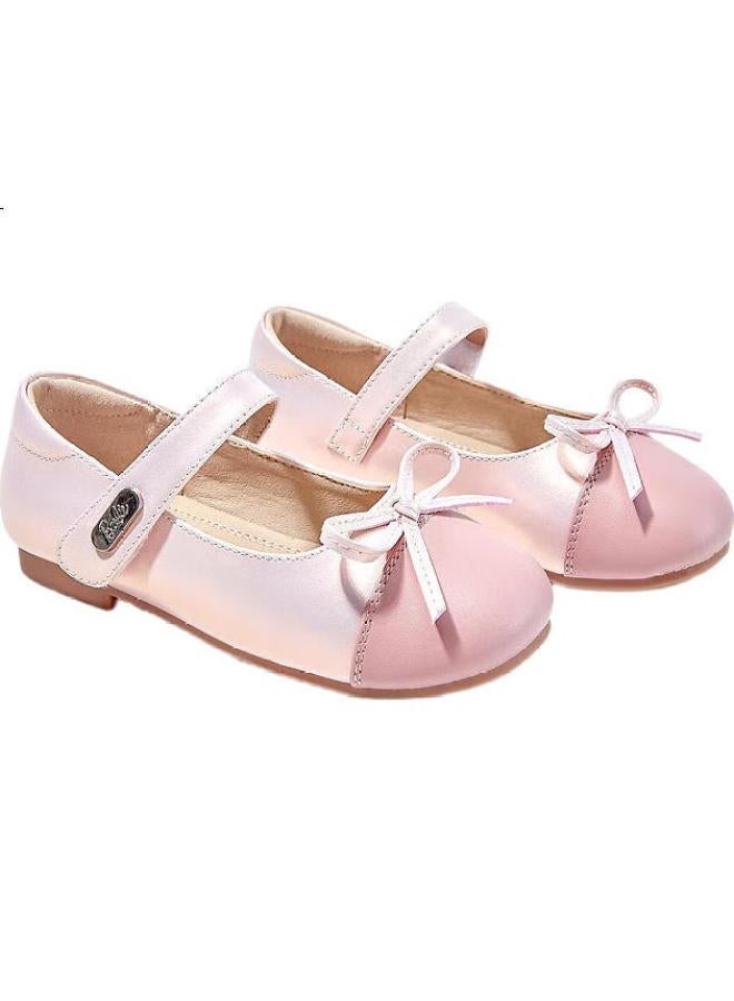 Barbie Babi Children'S Shoes, Spring And Autumn Kids' Leather Shoes, Cute Color-Block Girls' Princess Style Small Leather Shoes, Fashion Shoes, Da6039, Pink, Size 27 - Image 2