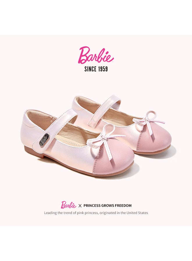 Barbie Babi Children's Shoes, Spring And Autumn Kids' Leather Shoes, Cute Color-block Girls' Princess Style Small Leather Shoes, Fashion Shoes, Da6039, Pink, Size 27 - Image 4