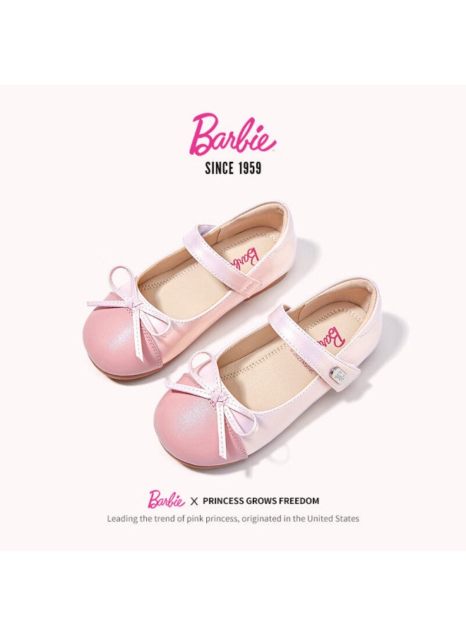 Barbie Babi Children's Shoes, Spring And Autumn Kids' Leather Shoes, Cute Color-block Girls' Princess Style Small Leather Shoes, Fashion Shoes, Da6039, Pink, Size 27 - Image 2