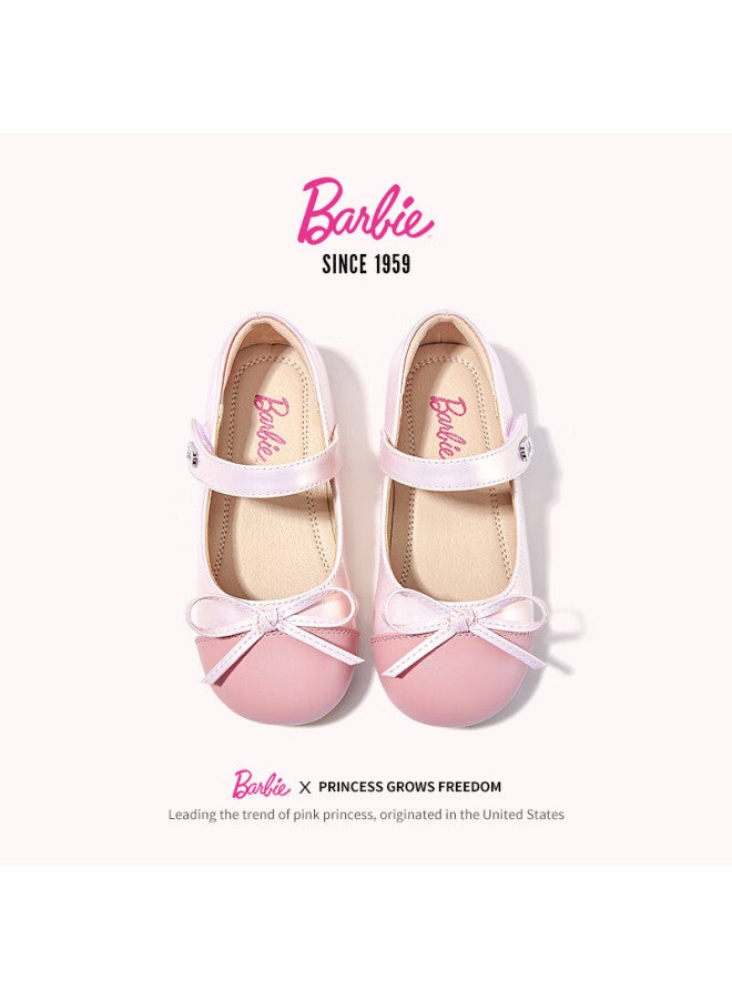 Barbie Babi Children's Shoes, Spring And Autumn Kids' Leather Shoes, Cute Color-block Girls' Princess Style Small Leather Shoes, Fashion Shoes, Da6039, Pink, Size 27 - Image 3