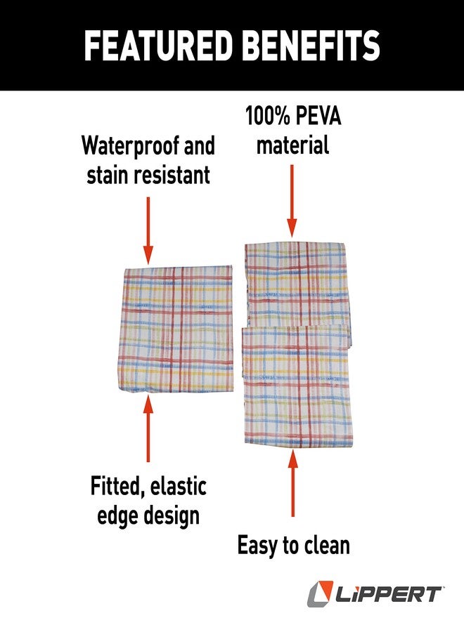 Lippert Components Lippert Vinyl Tablecloth with Bench Covers for Picnic Tables - Watercolor Plaid, Red - Image 4