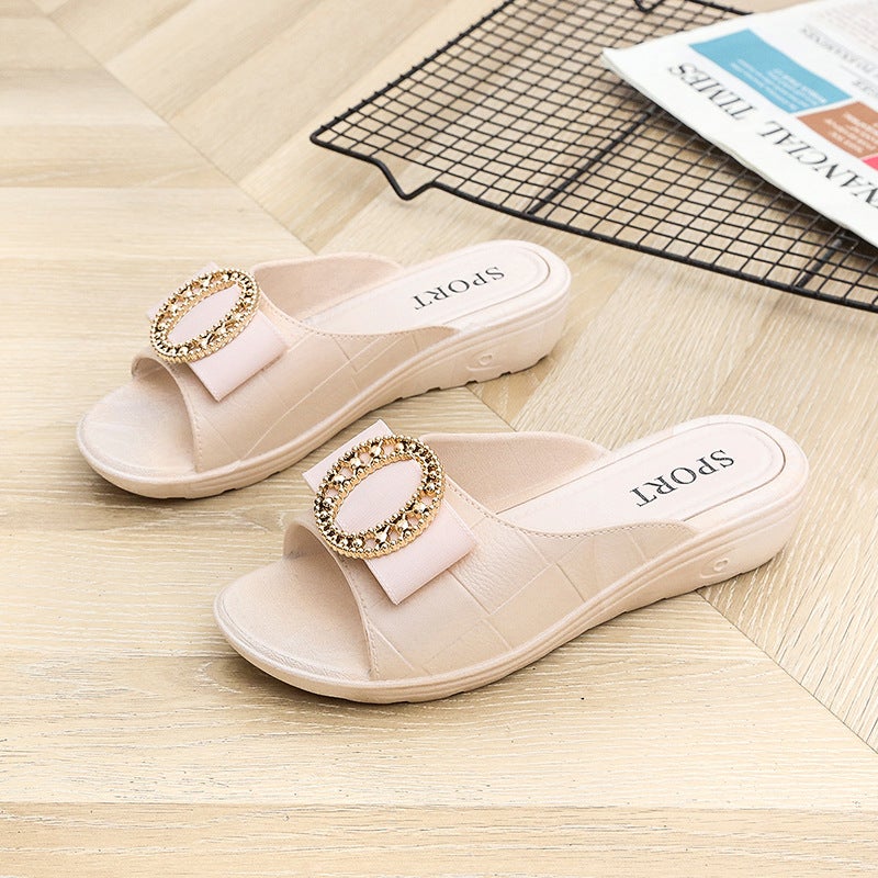 Slippers For Women To Wear Outside Style 2024 Flats Thick Heel Internet Celebrity Ins Home Non-Slip Fish Mouth Mother'S Slippers - Image 4