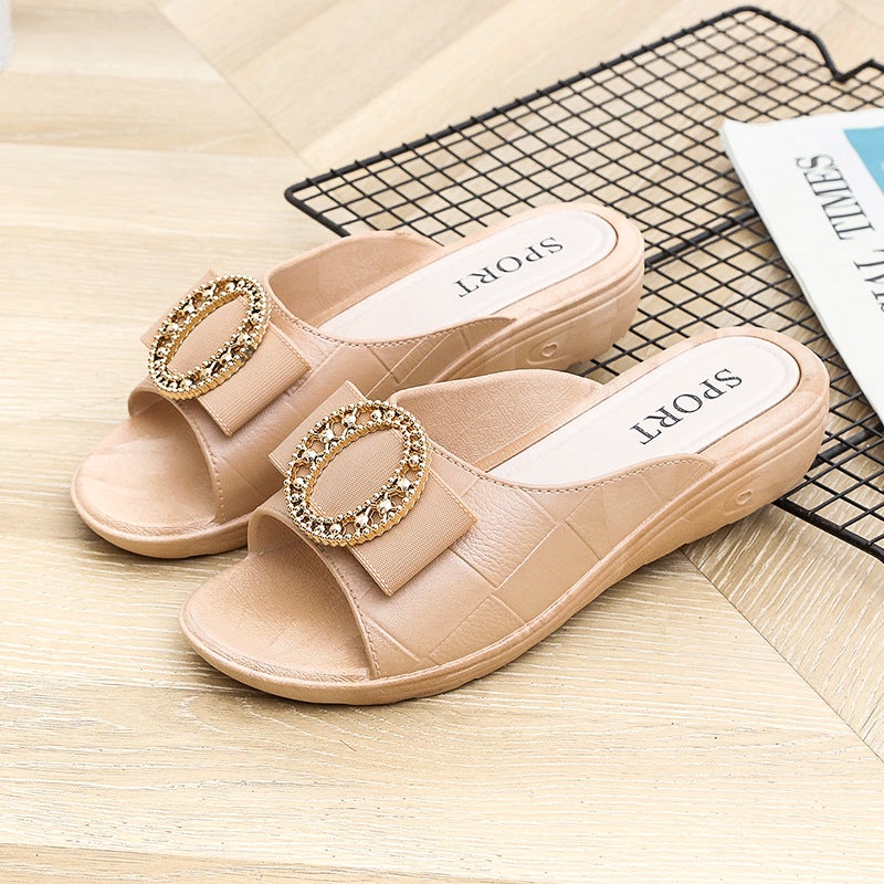 Slippers For Women To Wear Outside Style 2024 Flats Thick Heel Internet Celebrity Ins Home Non-Slip Fish Mouth Mother'S Slippers - Image 3