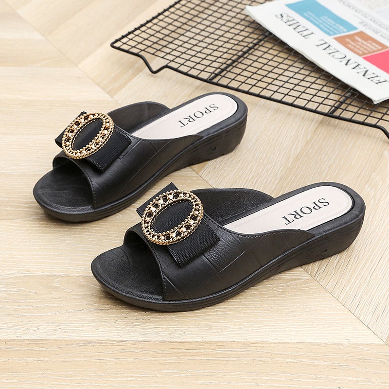 Slippers For Women To Wear Outside Style 2024 Flats Thick Heel Internet Celebrity Ins Home Non-Slip Fish Mouth Mother'S Slippers - Image 5