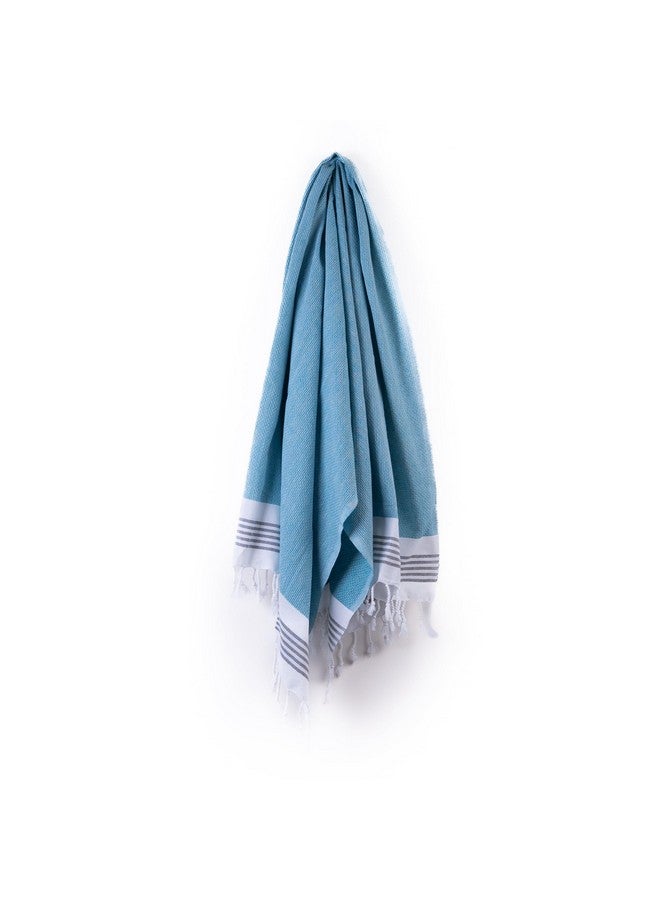 HABER Premium Light Weight 100% Cotton Bath Towel with Unique Micro Waffle Texture for Active Feel, Quick Absorption and Faster Drying Towel (Pack of 1, Harbour Blue) - Image 4
