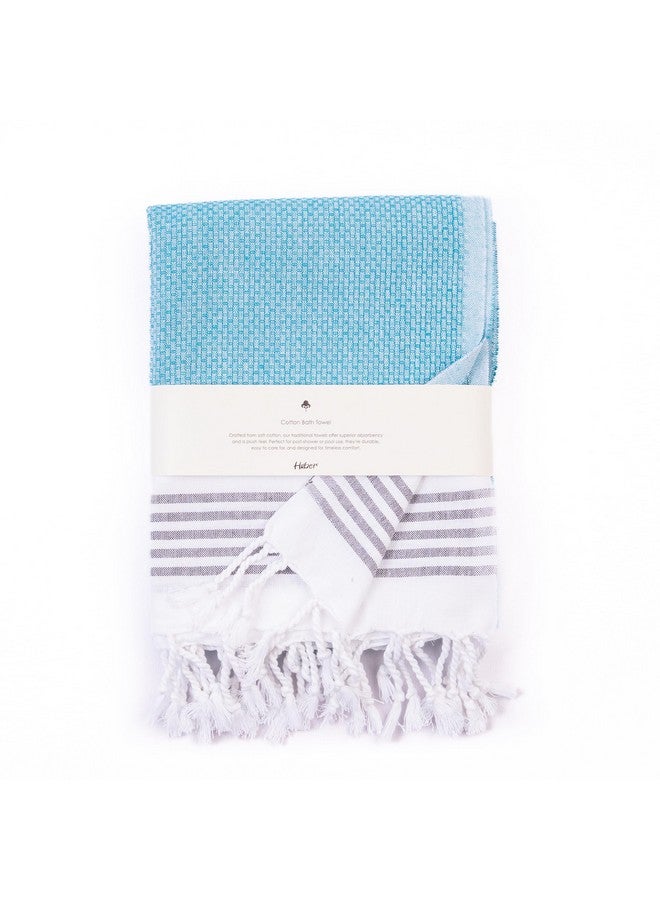 HABER Premium Light Weight 100% Cotton Bath Towel with Unique Micro Waffle Texture for Active Feel, Quick Absorption and Faster Drying Towel (Pack of 1, Harbour Blue) - Image 1
