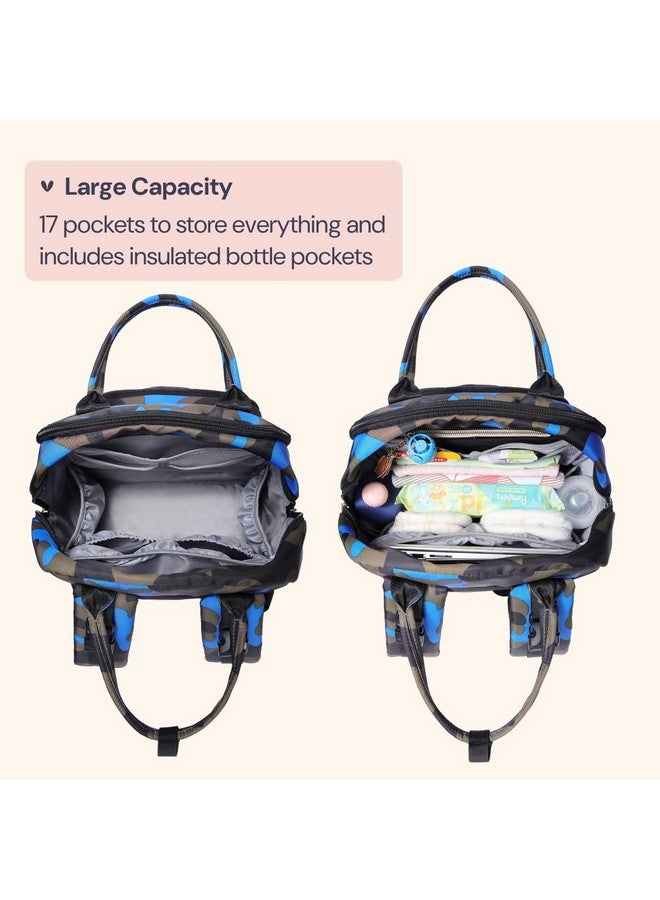 BabbleRoo Diaper Bag Backpack - Baby Essentials Travel Tote - Multi function Waterproof Diaper Bag, Travel Essentials Baby Bag with Changing Pad, Stroller Straps & Pacifier Case - Unisex, Blue Camo - Image 1