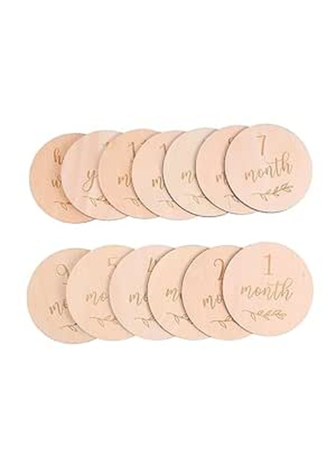 13 Pcs Wooden Monthly Cards Milestone Props for Newborn Photography Home Decor Growth Record - Image 1