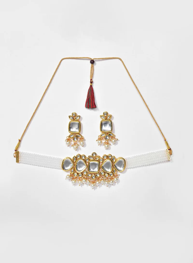 SOHI Stone Studded & Beaded Artificial Jewellery Set