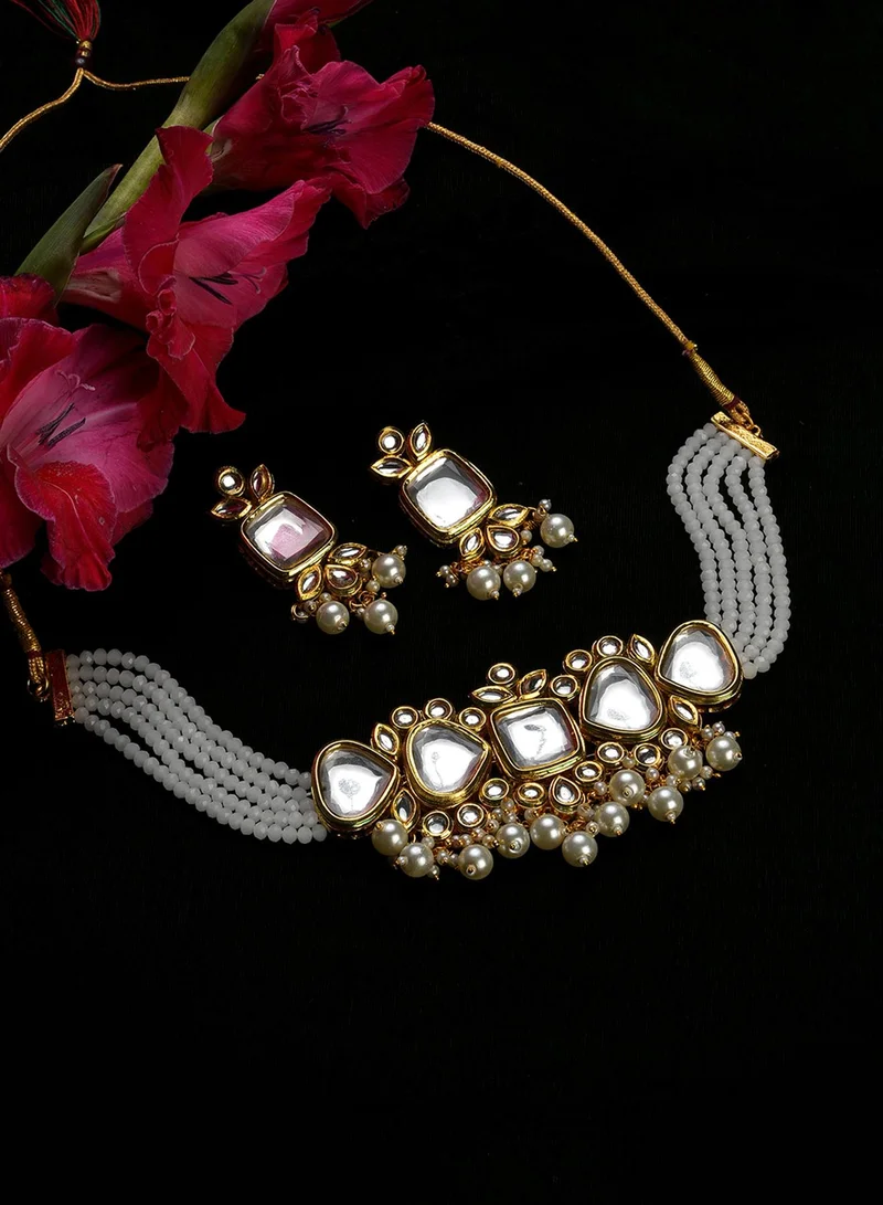 SOHI Stone Studded & Beaded Artificial Jewellery Set
