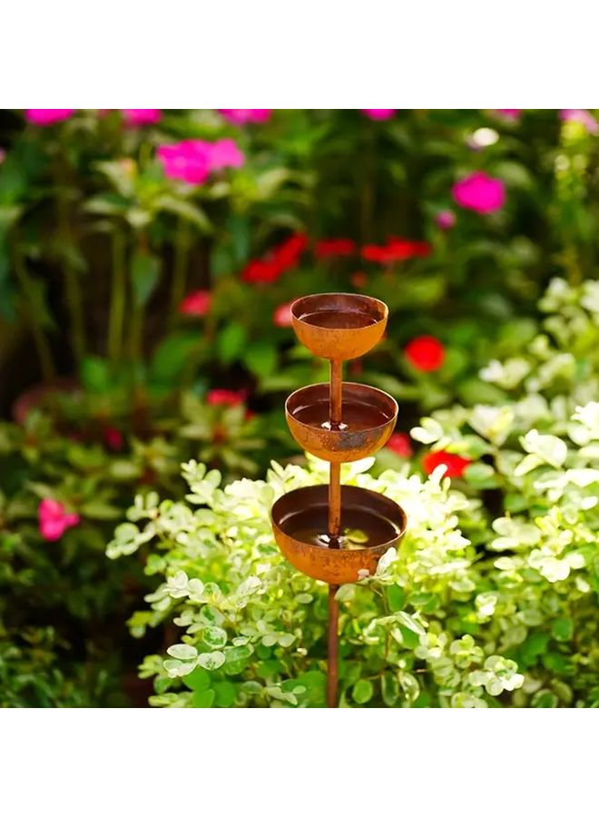 Rusty Multi Layered Bird Bath Feeder And Bee Waterer For Garden Patio Outdoor Decor - Image 5