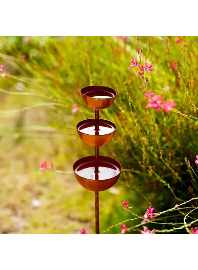 Rusty Multi Layered Bird Bath Feeder And Bee Waterer For Garden Patio Outdoor Decor - Image 1